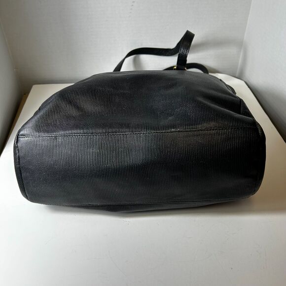 Marc By Marc Jacobs Black Reptile Textured Leather Dual Handle Tote Bag - Picture 7 of 13